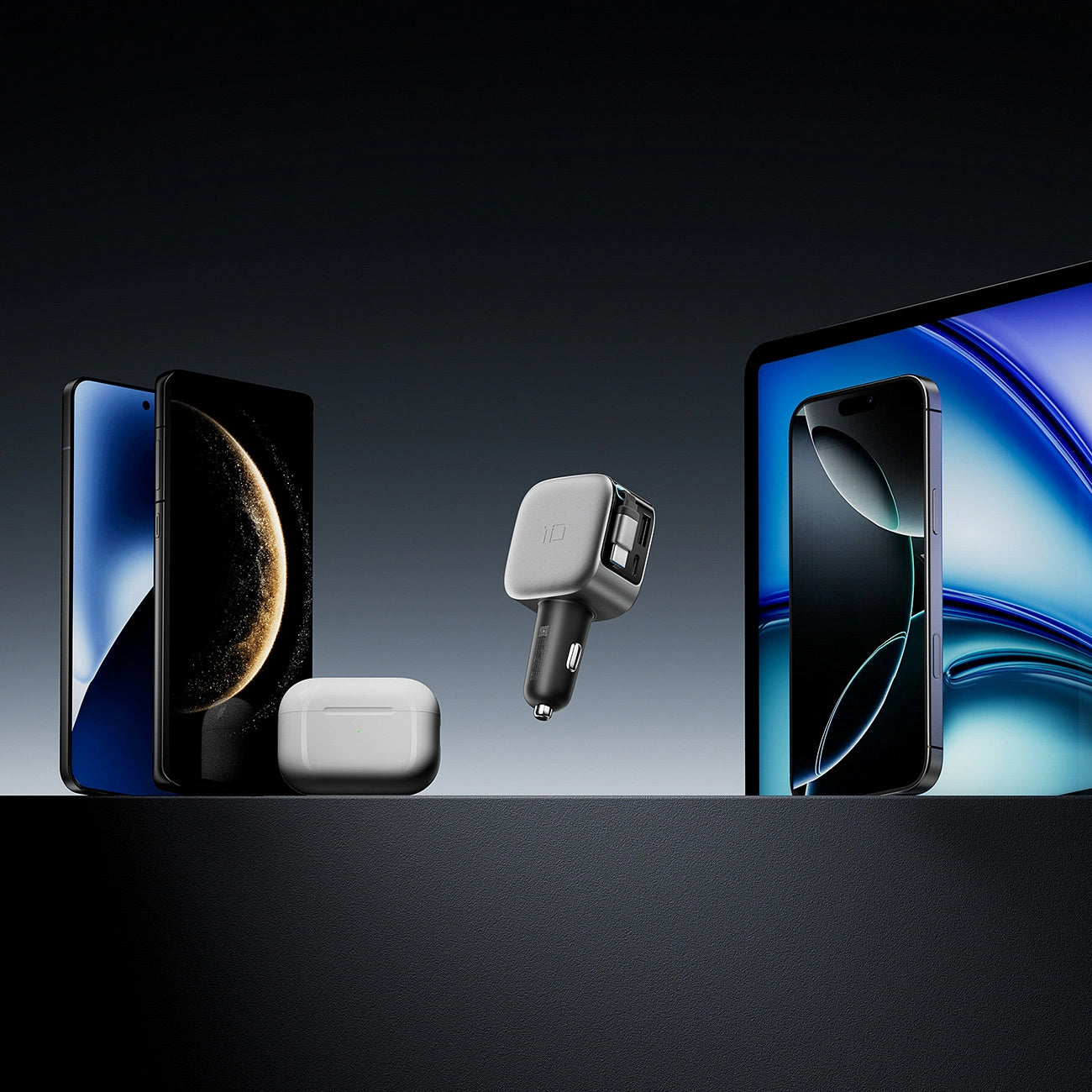 Billader med USB-C-kabel Cuktech CC903P Display, 100W, 5A, 1 x USB-A - 1 x USB-C, Grå