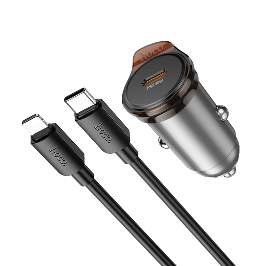Bilader med Lightning-kabel HOCO NZ16, 30W, 3A, 1 x USB-C, Grå