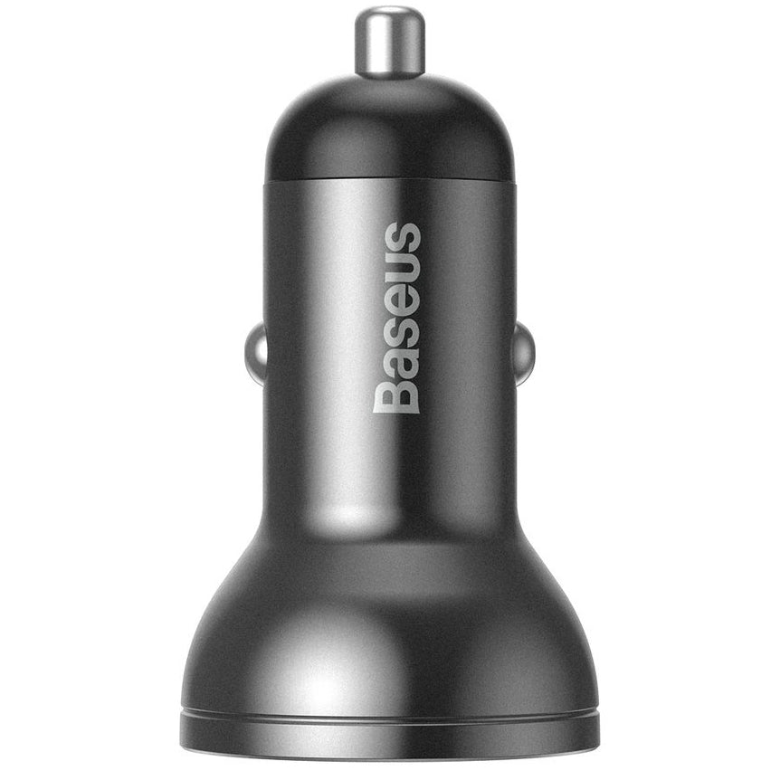 Billadere med lynkabel - microUSB - USB-C Baseus Digital Display, 24W, 2,4A, 2 x USB-A, grå TZCCBX-0G TZCCBX-0G