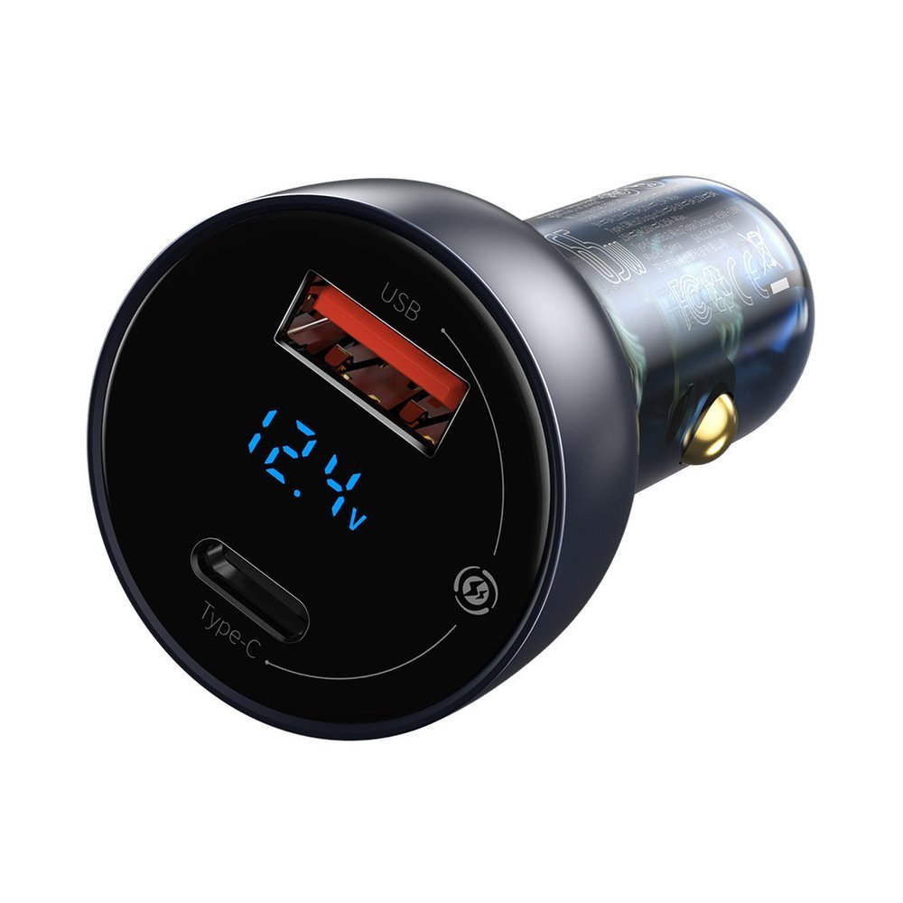 Billader med USB-C-kabel Baseus Digital Display, 65W, 5A, 1 x USB-A - 1 x USB-C, svart TZCCKX-0G