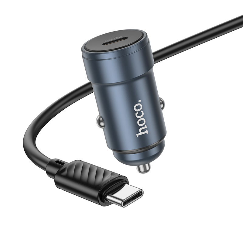 Billader med USB-C-kabel HOCO Z57, 30W, 3A, 1 x USB-C, Grå