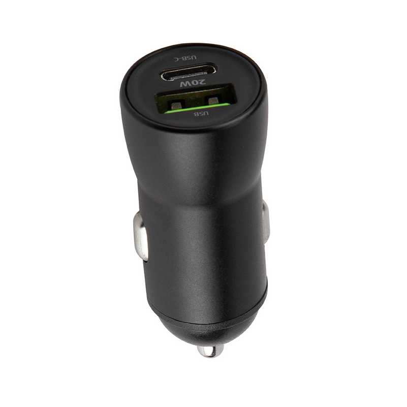 Bilader med Lightning-kabel MaXlife MXCC-04, 20W, 3A, 1 x USB-A - 1 x USB-C, Svart