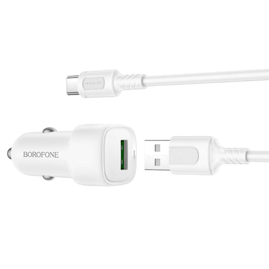 Bilader med USB-C-kabel Borofone BZ34 Cloud, 18W, 3A, 1 x USB-A, Hvit