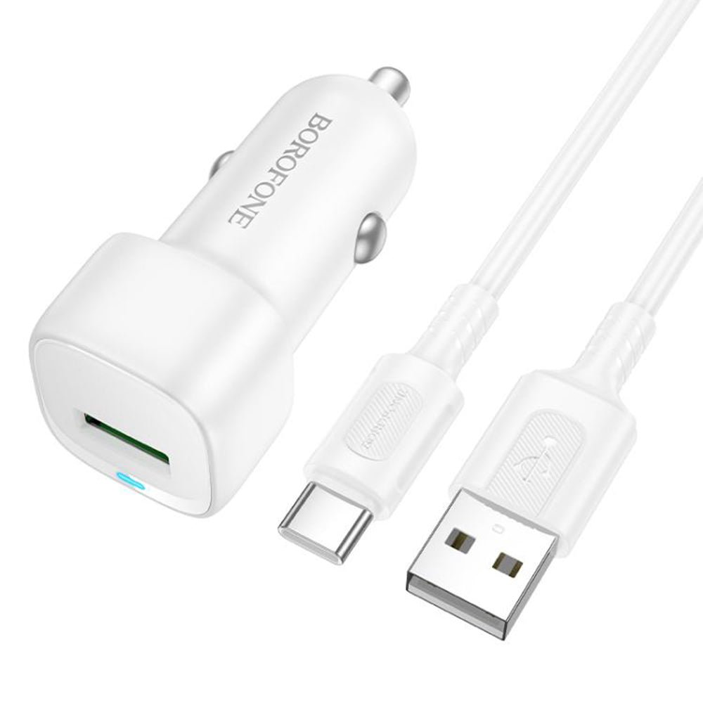 Bilader med USB-C-kabel Borofone BZ34 Cloud, 18W, 3A, 1 x USB-A, Hvit