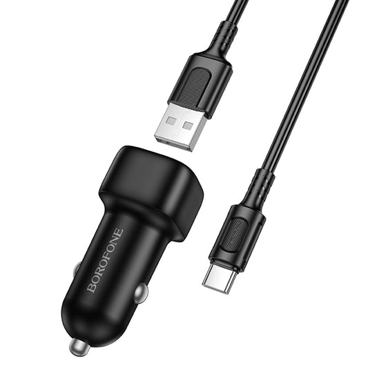 Bilader med USB-C-kabel Borofone BZ34 Cloud, 18W, 3A, 1 x USB-A, Svart