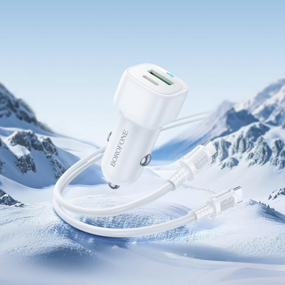 Bilader med USB-C-kabel Borofone BZ34B Cloud, 20W, 3A, 1 x USB-A - 1 x USB-C, Hvit