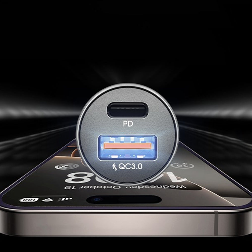 Bilader med USB-C-kabel Lisen, 51W, 3A, 1 x USB-A - 1 x USB-C, Marineblå YL0223080047