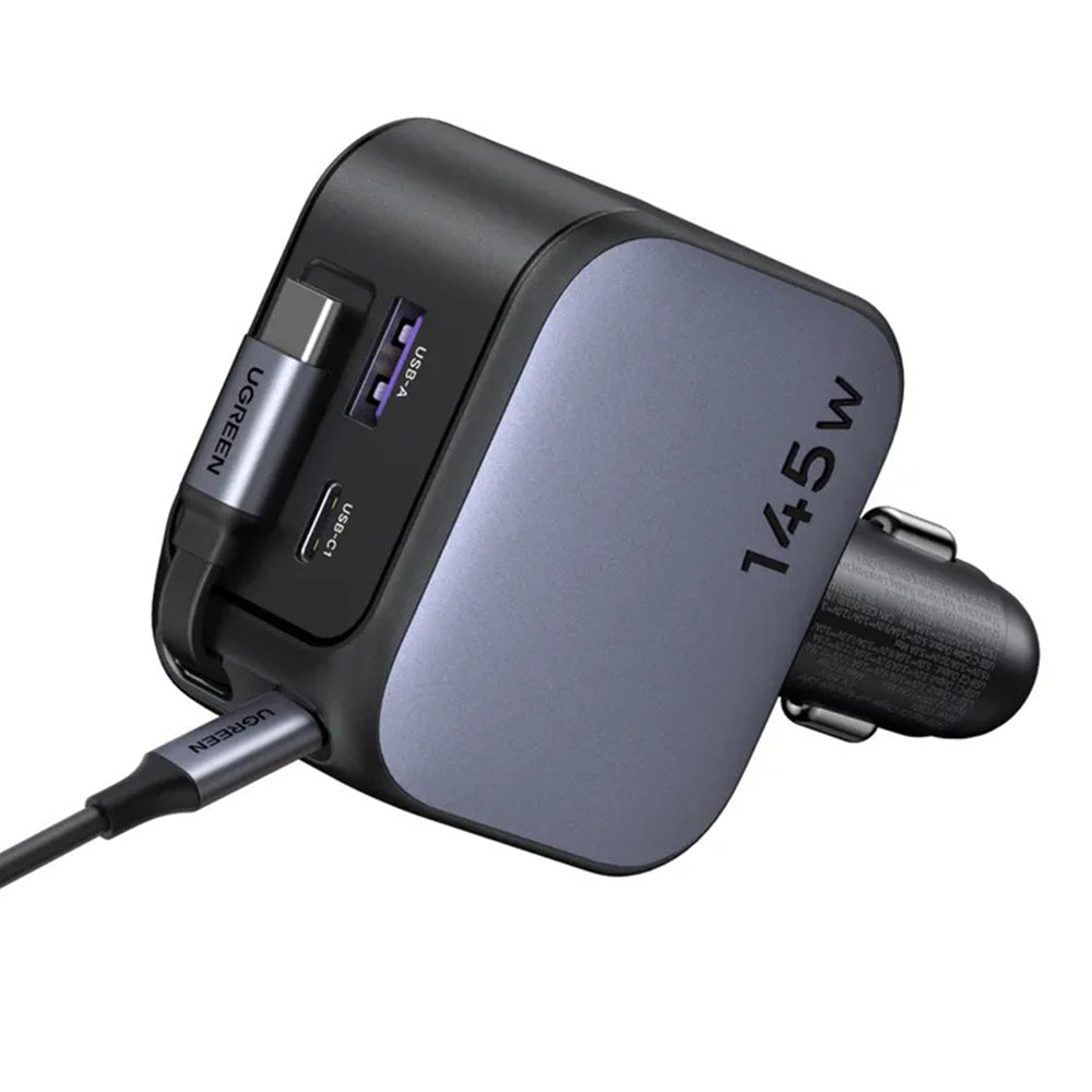 Bilader med USB-C-kabel UGREEN EC604 (55910B) Nexode, 145W, 1 x USB-A - 2 x USB-C, Svart