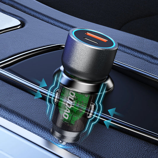 Dudao R4T billader, 30W, 3A, 1 x USB-A - 1 x USB-C, grå