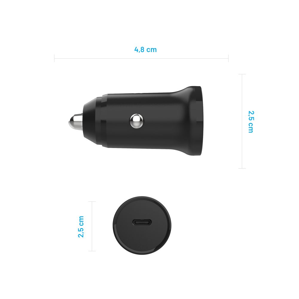 Bilader Fixed, 20W, 3A, 1 x USB-C, Svart