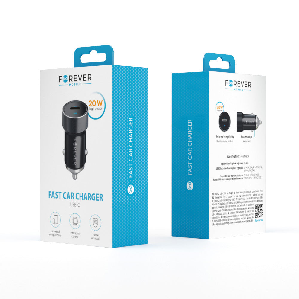 Bilader Forever CC-06, 20W, 3A, 1 x USB-C, Svart