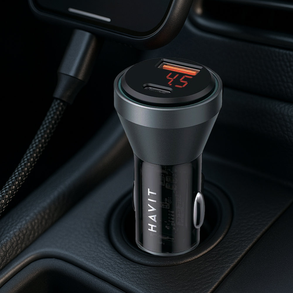 Bilader HAVIT CC2017, 45W, 3A, 1 x USB-A - 1 x USB-C, Svart Blå