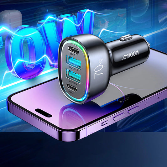 Billadere Joyroom JR-CL29, 70W, 3A, 2 x USB-A - 2 x USB-C, svart