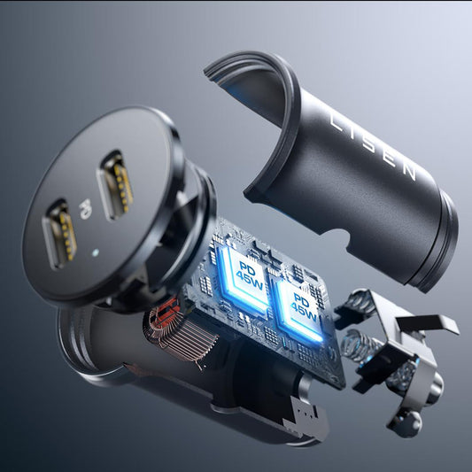 Lisen Billader, 45W, 3A, 2 x USB-C, Svart YL0223080007