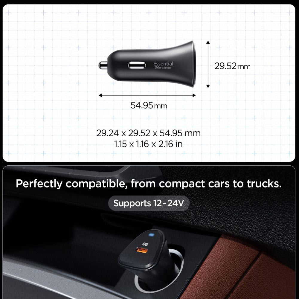Spigen EV301 Essential billader, 30W, 3A, 1 x USB-C, Svart ACP08699