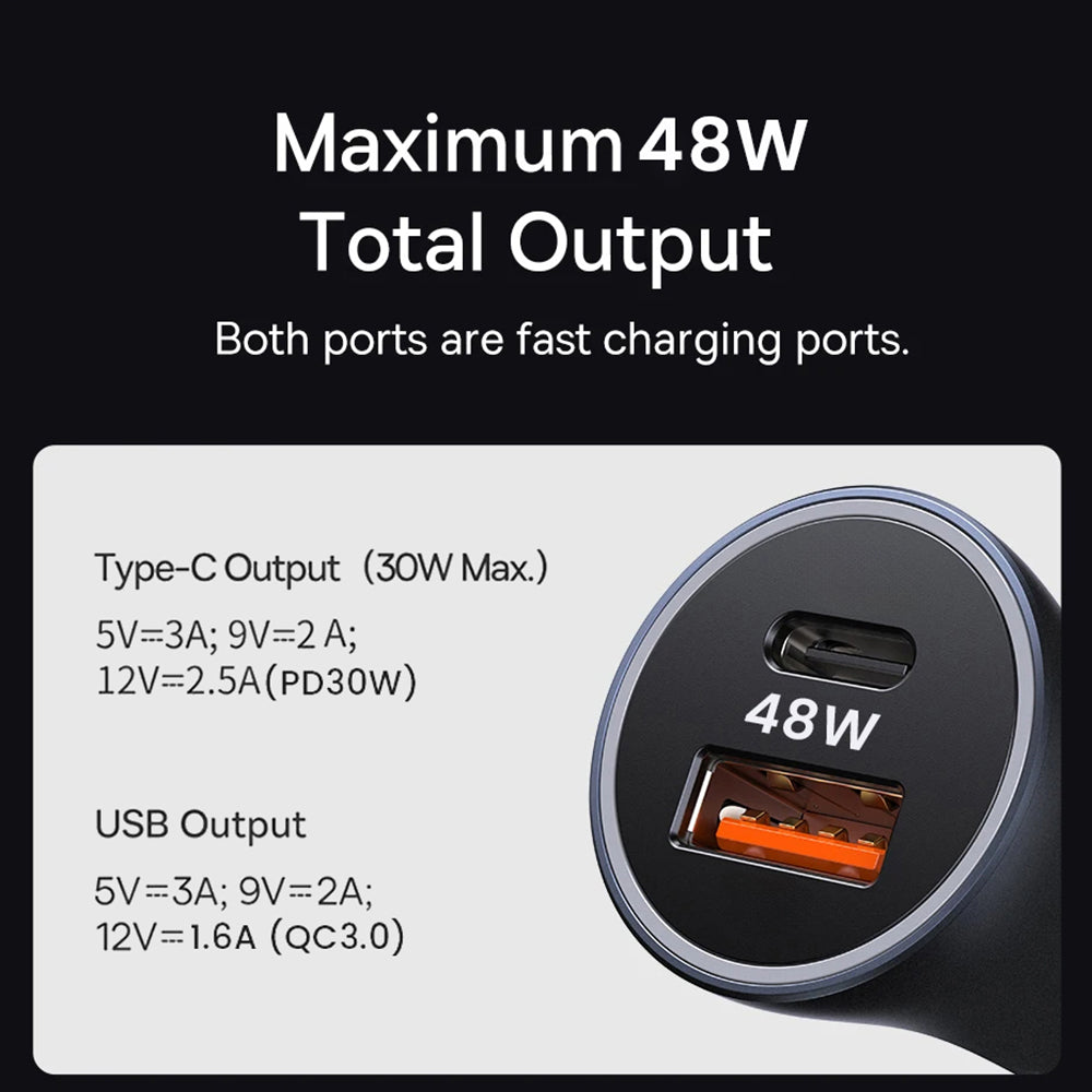 Bilader Techsuit C3 RescueVolt, 48W, 3A, 1 x USB-A - 1 x USB-C, Grå