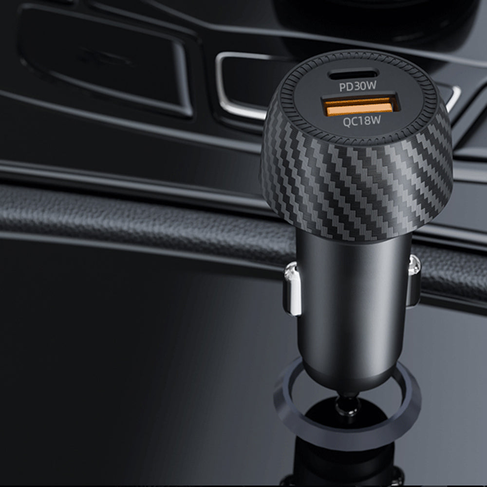 Bilader Techsuit C7 CarbonVolt, 48W, 3A, 1 x USB-A - 1 x USB-C, Svart