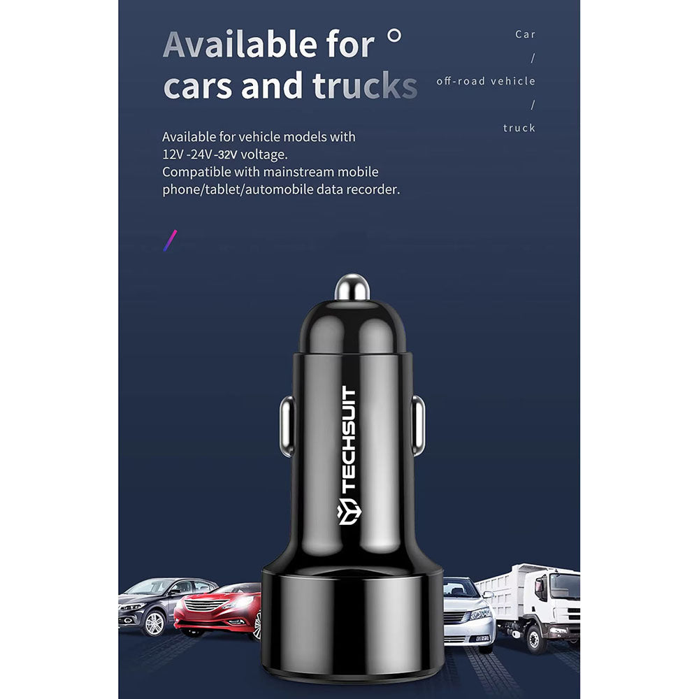 Bilader Techsuit TE-P31 Premium, 48W, 3A, 1 x USB-A - 1 x USB-C, Svart