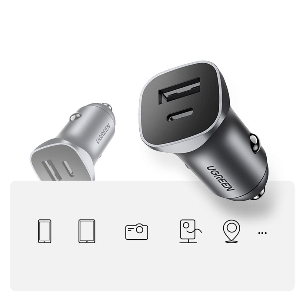 Bilader UGREEN CD130, 24W, 3A, 1 x USB-A - 1 x USB-C, Grå