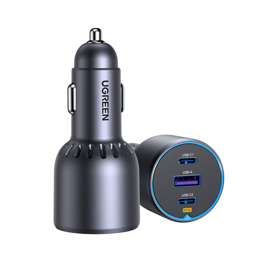 Billadere UGREEN EC703, 75W, 3,25A, 1 x USB-A - 2 x USB-C, Svart