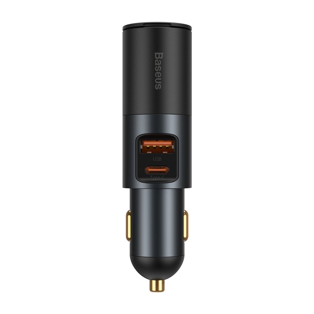 Baseus Share Together billader, 120W, 3A, 1 x USB-A - 1 x USB-C - 1 x lighterutvidelse, Grå CCBT-C0G