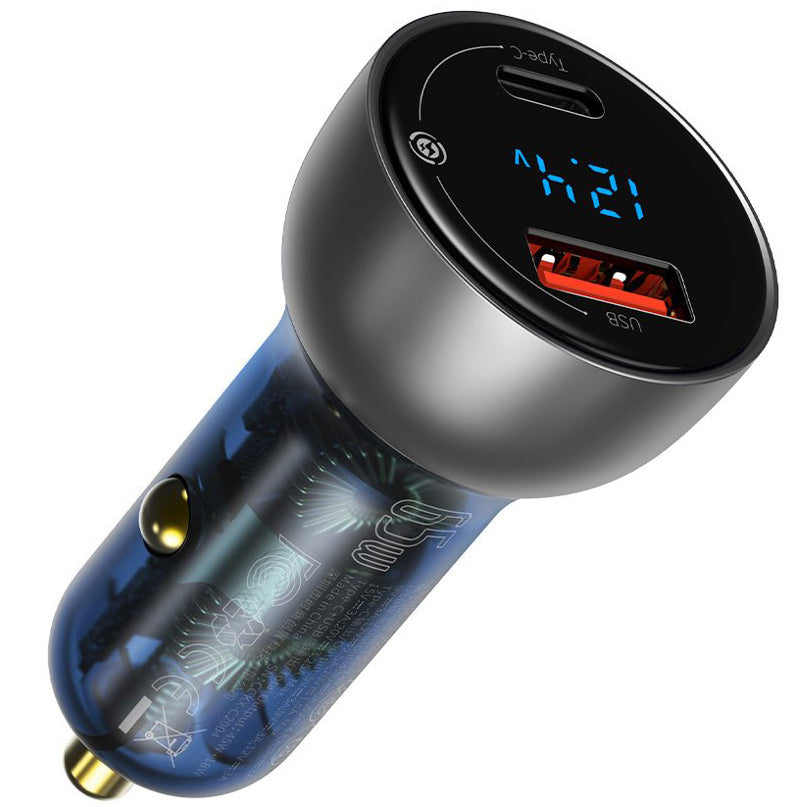 Baseus billader, 65W, 5A, 1 x USB-A - 1 x USB-C, Grå CCKX-C0A