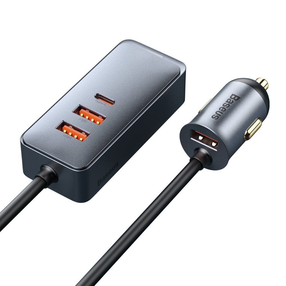Baseus Share Together billader, 120W, 3A, 3 x USB-A - 1 x USB-C, Grå CCBT-B0G