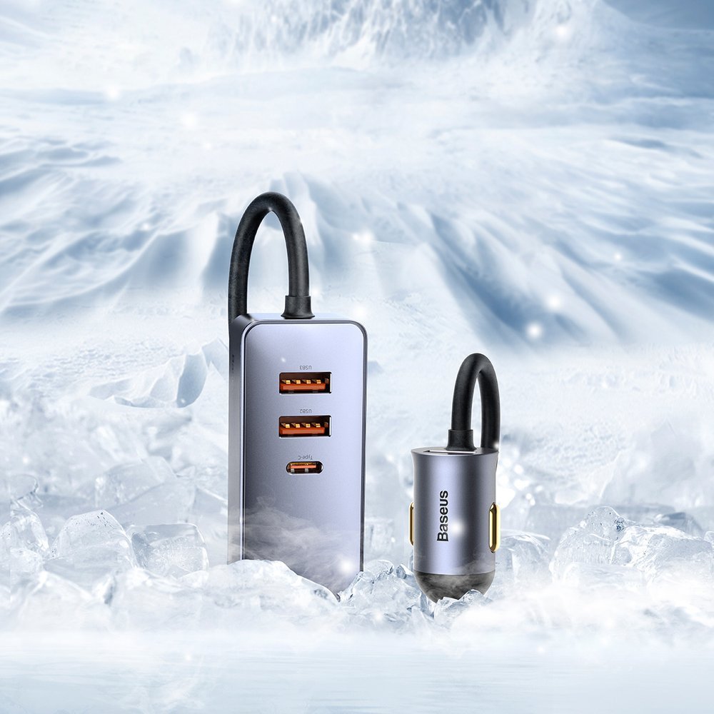 Baseus Share Together billader, 120W, 3A, 3 x USB-A - 1 x USB-C, Grå CCBT-B0G