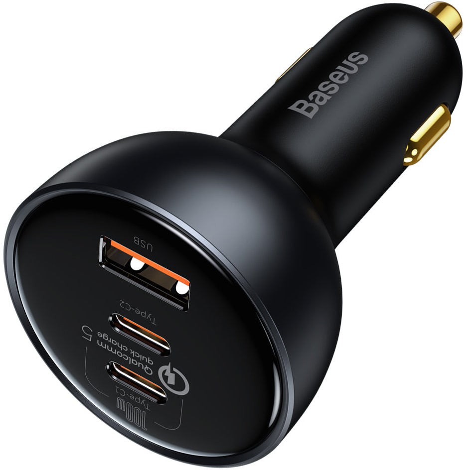 Billadere med USB-C-kabel Baseus Qualcomm, 160W, 3A, 1 x USB-A - 2 x USB-C, grå TZCCZZM-0G