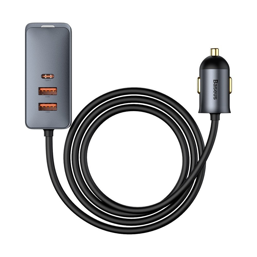 Baseus Share Together billader, 120W, 3A, 3 x USB-A - 1 x USB-C, Grå CCBT-B0G