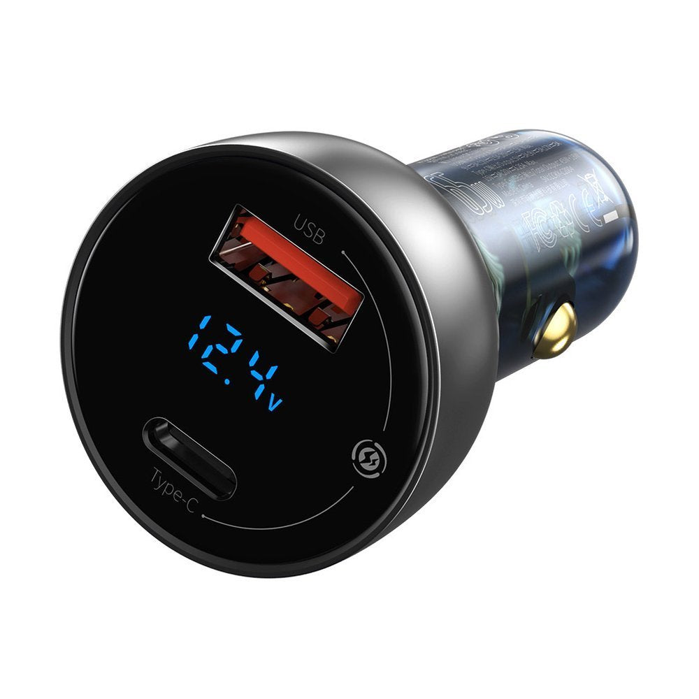 Baseus billader, 65W, 5A, 1 x USB-A - 1 x USB-C, Grå CCKX-C0A