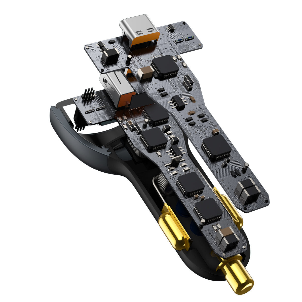 Billadere med USB-C-kabel Baseus Qualcomm, 160W, 3A, 1 x USB-A - 2 x USB-C, grå TZCCZZM-0G