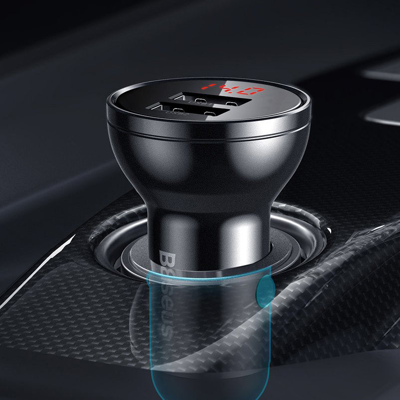 Bilader Baseus Digital Display, 24W, 2.4A, 2 x USB-A, Grå CCBX-0G