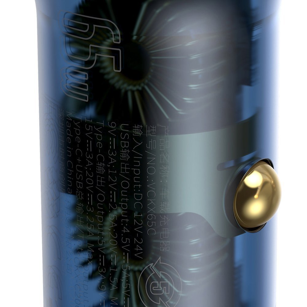 Baseus billader, 65W, 5A, 1 x USB-A - 1 x USB-C, Grå CCKX-C0A