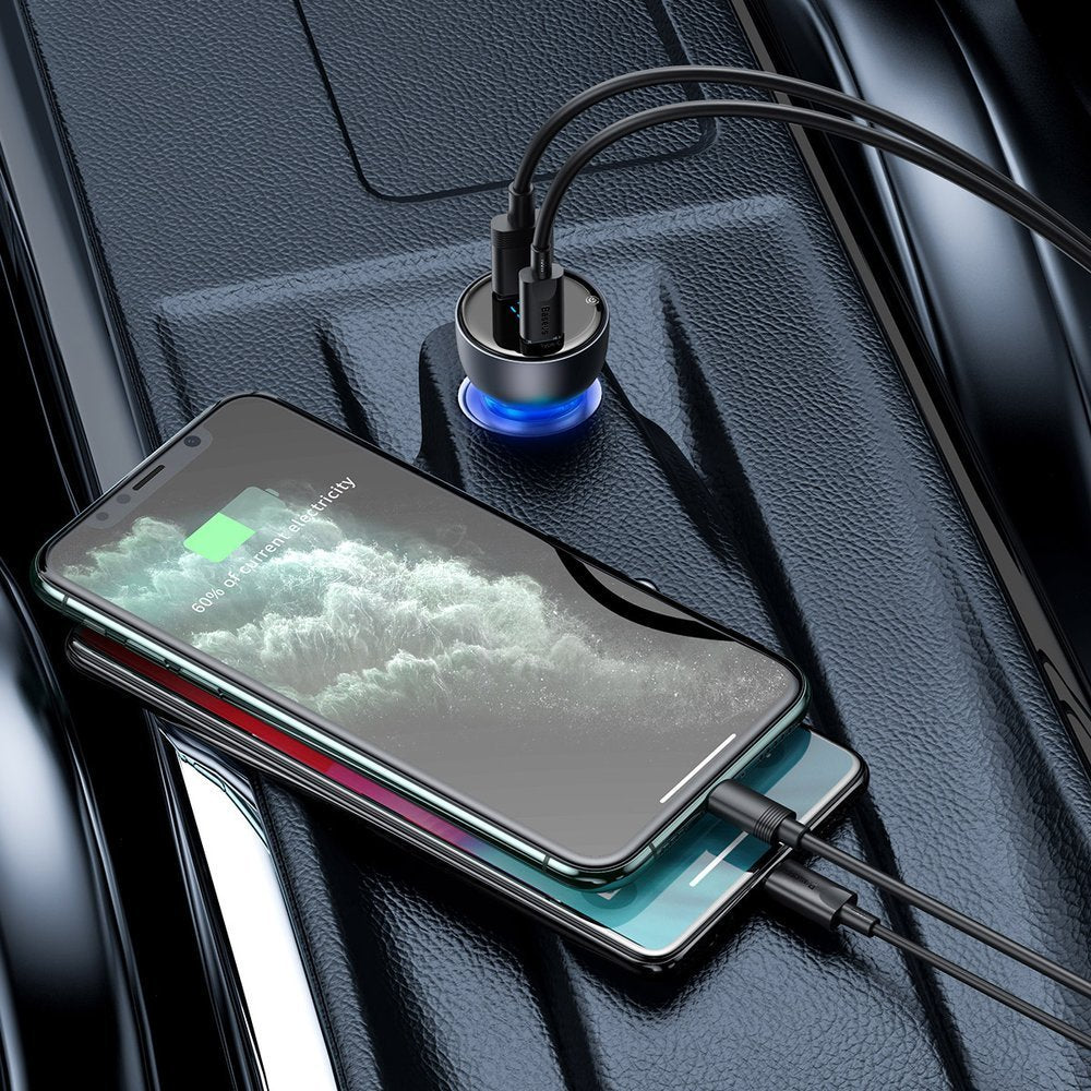 Baseus billader, 65W, 5A, 1 x USB-A - 1 x USB-C, Grå CCKX-C0A