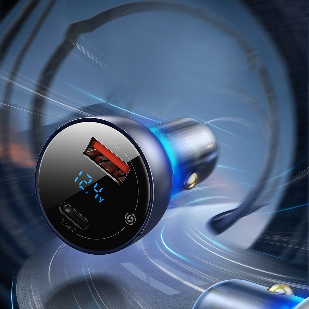 Baseus billader, 65W, 5A, 1 x USB-A - 1 x USB-C, Grå CCKX-C0A