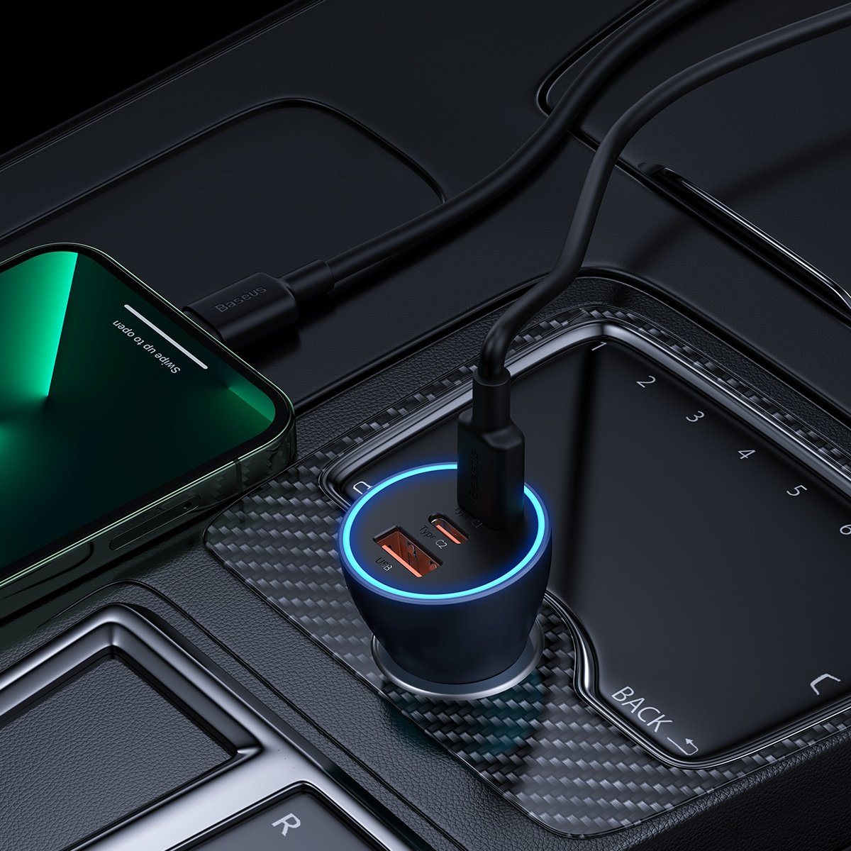 Baseus Golden Contactor Pro billader, 65W, 3A, 1 x USB-A - 2 x USB-C, grå CGJP010013