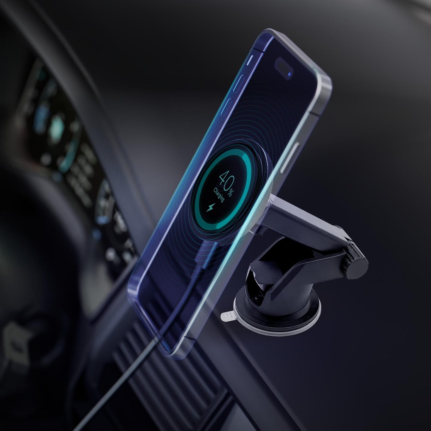 Trådløs Bil Lader 3MK MagCharger, 15W, 1.67A, Svart