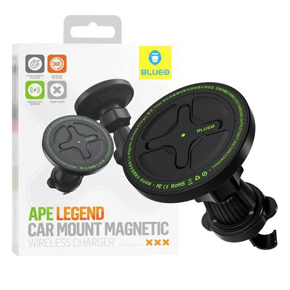 Trådløs Bil Lader Blueo Ape Legend, 15W, 1.67A, Svart