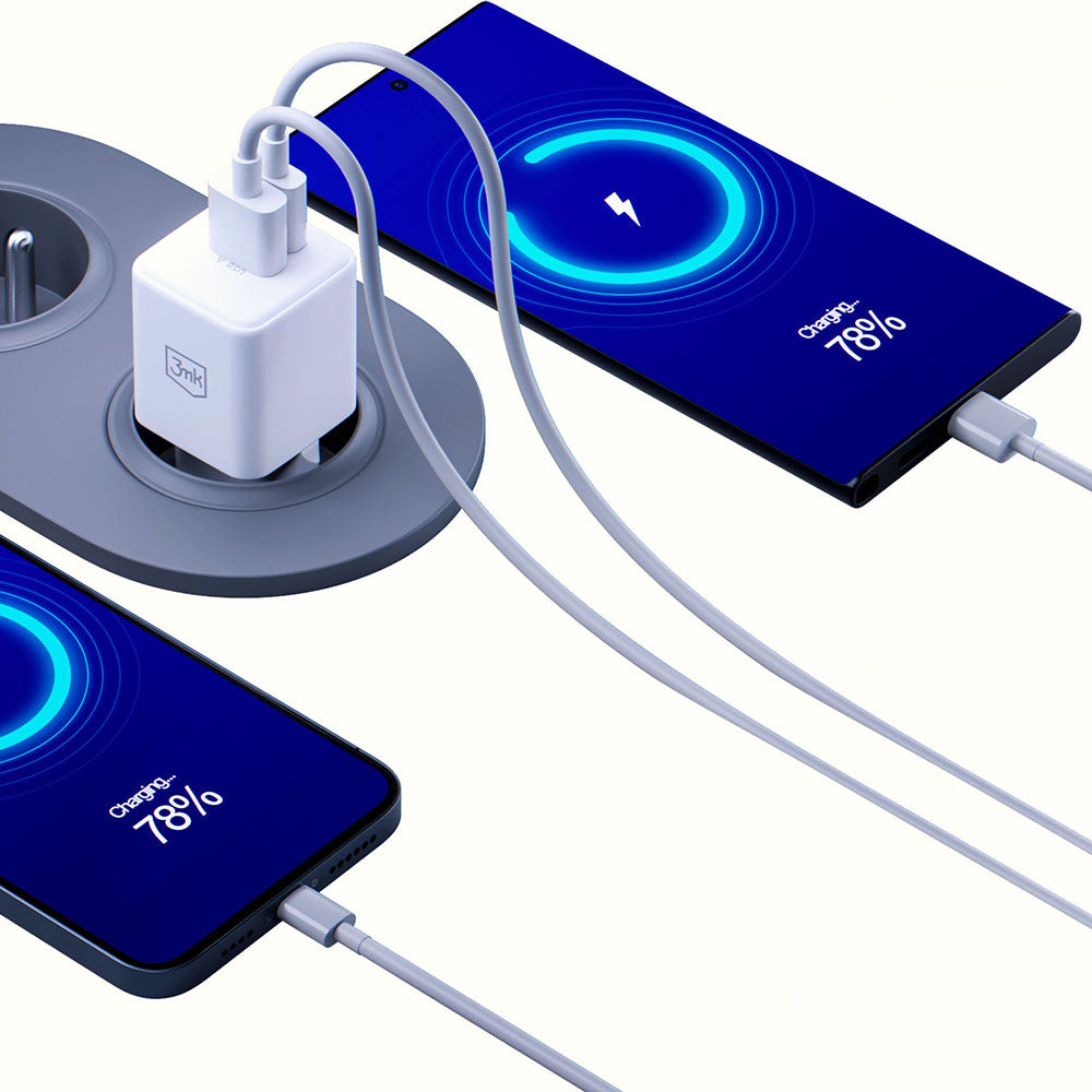 Nettlader 3MK Hyper, 20W, 3A, 1 x USB-A - 1 x USB-C, Hvit