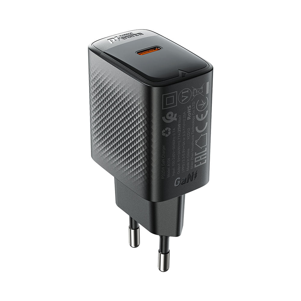 Nettlader Acefast A104, 25W, 3A, 1 x USB-C, Svart