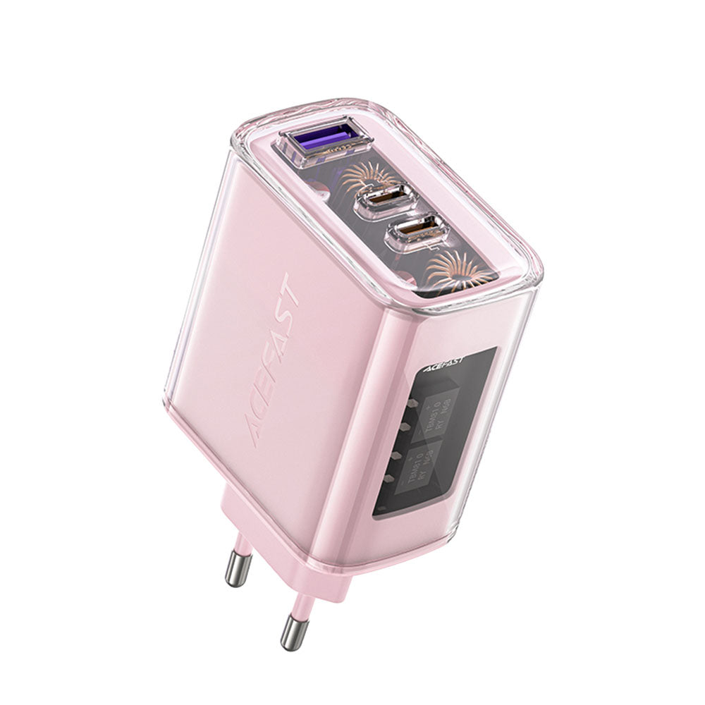 Acefast A45 Exploration nettverkslader, 65W, 3.25A, 1 x USB-A - 2 x USB-C, Rosa
