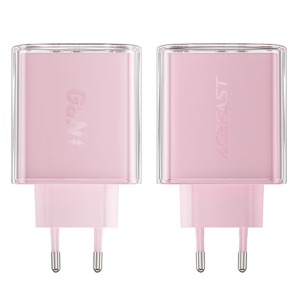 Acefast A45 Exploration nettverkslader, 65W, 3.25A, 1 x USB-A - 2 x USB-C, Rosa