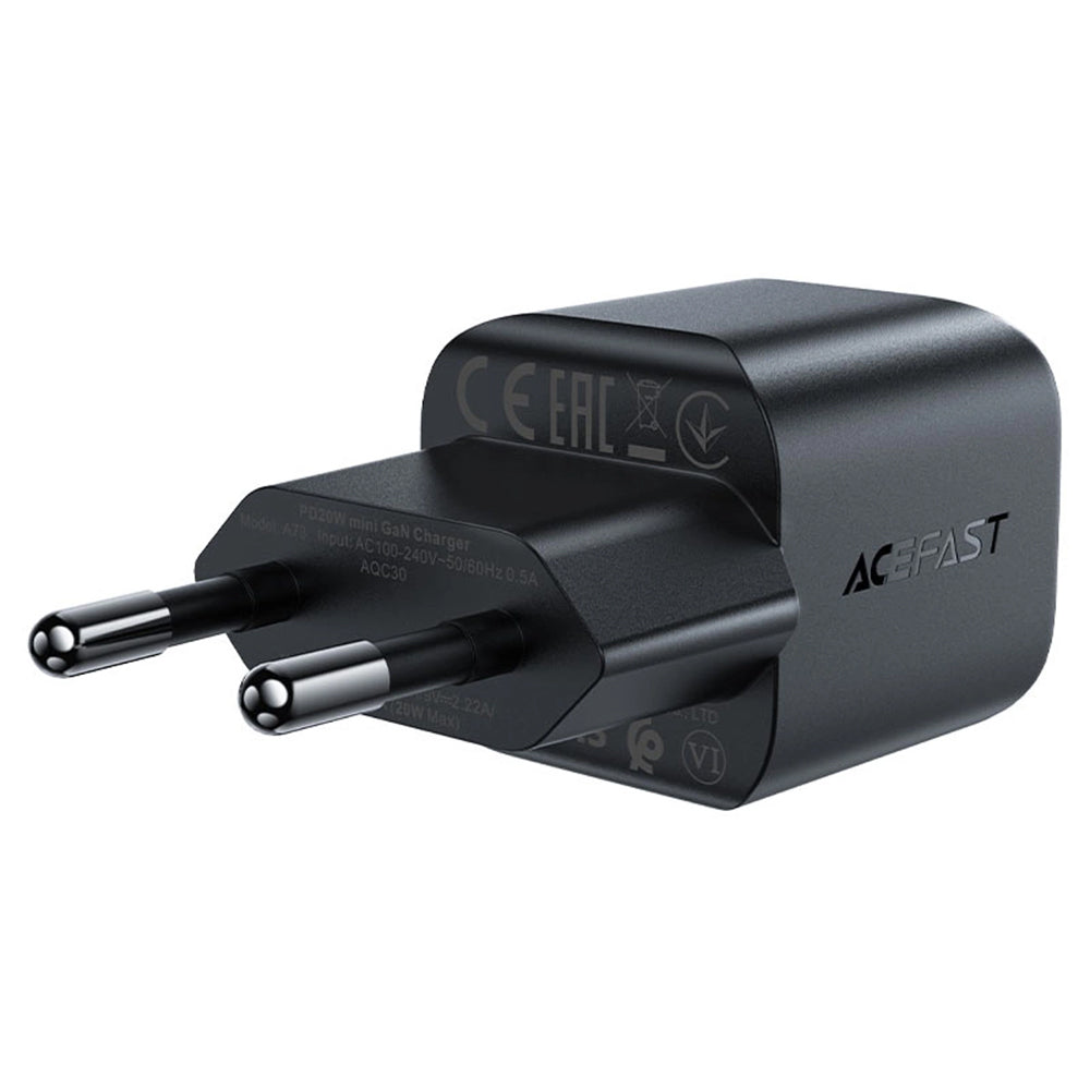 Nettlader Acefast A73 Mini, 20W, 3A, 1 x USB-C, Svart