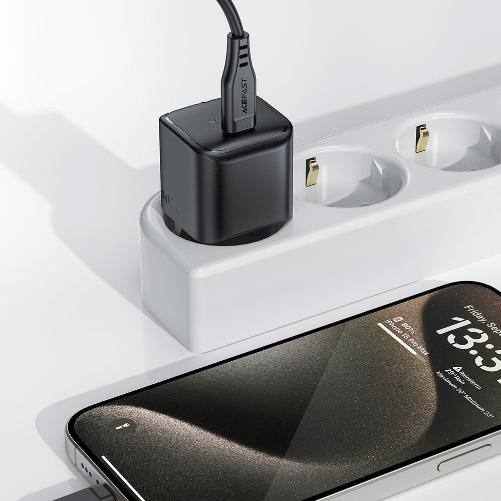 Nettlader Acefast A77, 30W, 3A, 1 x USB-C, Svart