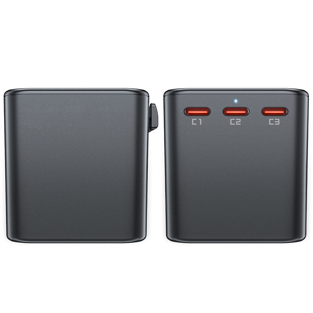 Acefast Travel Z1 nettverkslader, 75W, 3.35A, 2 x USB-A - 3 x USB-C, Svart