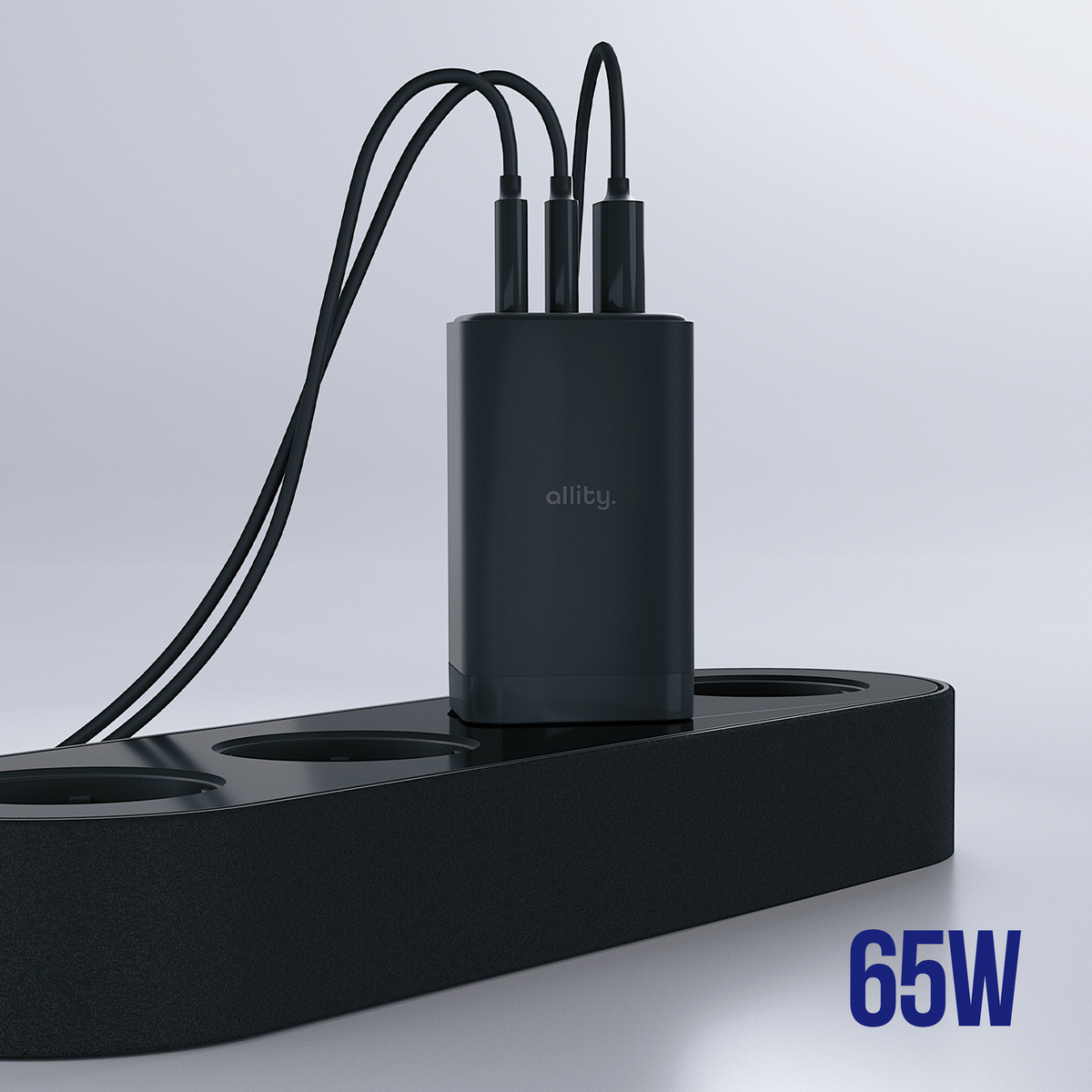 Allity Nettlader. ATC-01-65WACC Fast, 65W, 3.25A, 1 x USB-A - 2 x USB-C, Svart