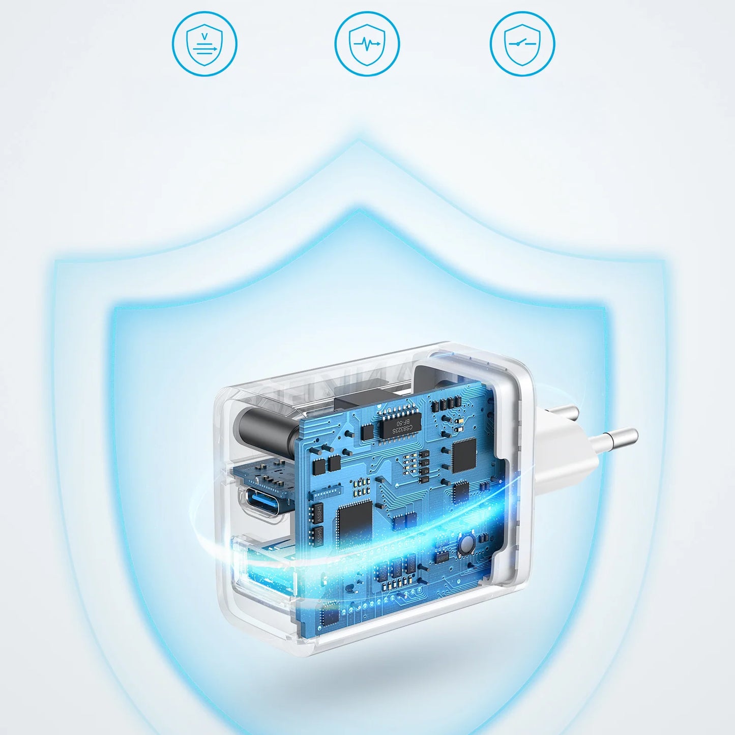 Anker 312 nettverkslader, 20 W, 3 A, 1 x USB-A - 1 x USB-C, hvit A2348G21