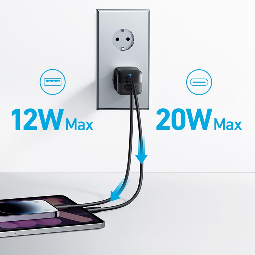 Anker 323 nettverkslader, 33W, 3A, 1 x USB-A - 1 x USB-C, svart A2331G11