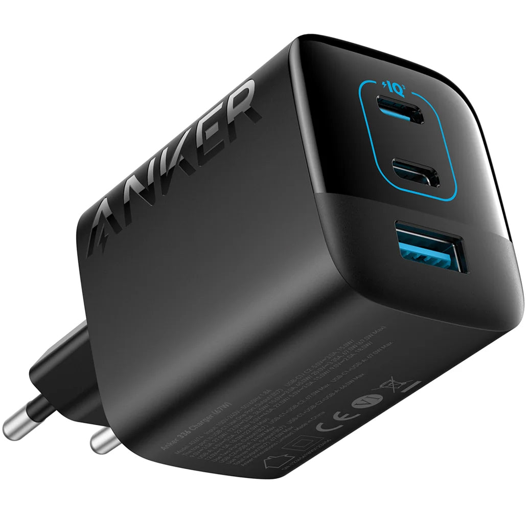 Anker 336 Nettlader, 67W, 3.25A, 1 x USB-A - 2 x USB-C, Svart A2674G11